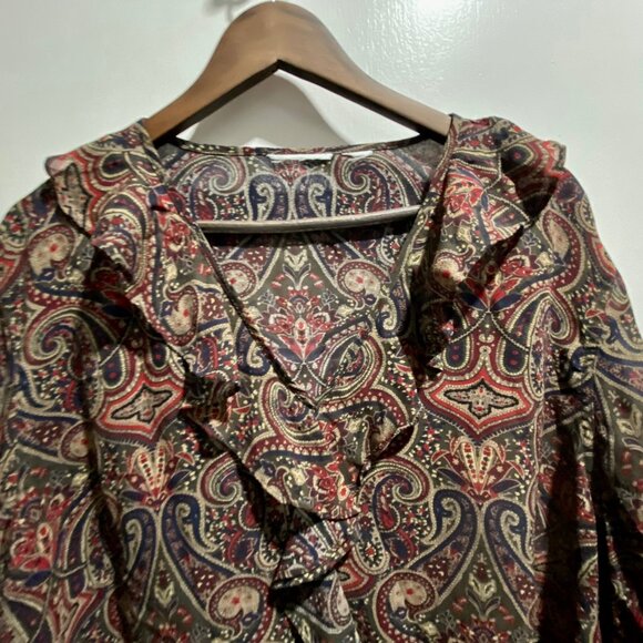 Gypsy Whimsigoth Fairy Artsy Boho Sheer Ruffles Dark Academia Top Blouse 2XL - Picture 3 of 4